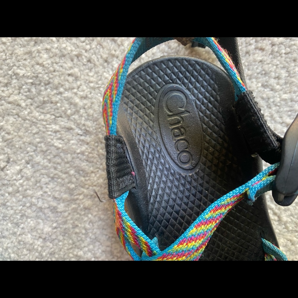 Lightly Worn Rainbow Patterned Chaco’s - image 5